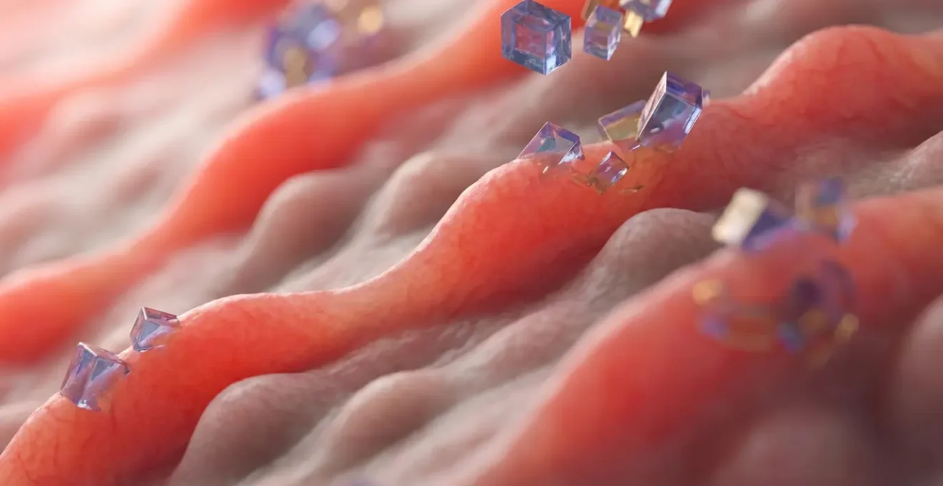 Vue macro des papilles gustatives sous forme de reliefs colorés évoquant la fatigue sensorielle