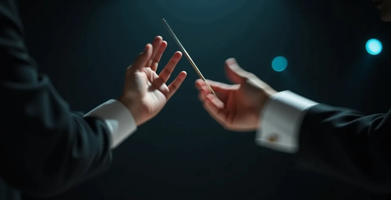 Métaphore visuelle d'un orchestre désynchronisé représentant le cerveau sous l'effet des drogues