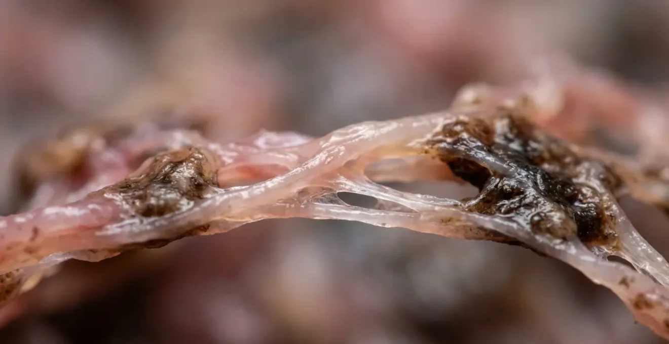 Détails macro de fibres pulmonaires illustrant l'impact de la compensation nicotinique