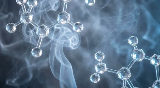 Composition chimique de la vapeur avec molécules de propylène glycol et glycérine végétale dans les alvéoles pulmonaires