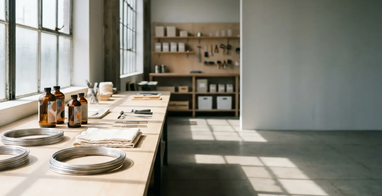 Atelier de vapotage DIY avec matériel technique et atmosphère passionnée